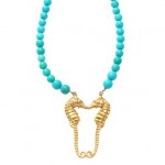 Kissing Seahorses on Turquoise Bead Necklace