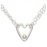 Tiny Silver Heart Diamond Necklace