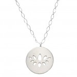 Medium Silver Lotus Disc Pendant Necklace