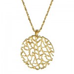 Mini Coral Disc Pendant Necklace