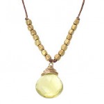 Lemon Quartz and Brass Bead Necklace