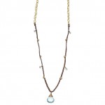 Blue Topaz Pendant Accented with Aquamarine and Brass Beads