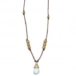 Aquamarine Pendant Accented with Brass Beads