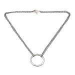 Medium Silver Circle with Oxidized Silver Chain