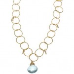 Light Blue Topaz Briolette and Pearl Necklace