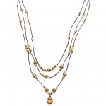 Citrine and Brass Bead Necklace