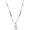 Blue Topaz Briolette and Brass Bead Necklace