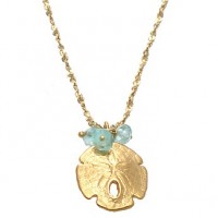 Catherine Weitzman Aquamarine Bead and Sand Dollar Pendant Necklace - N727V-Weitzman - Handmade Celebrity Fashion Jewelry :  necklace jewelry jewellery blueluxe