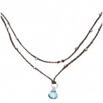 London Blue Topaz Pendant & Silver Bead Necklace