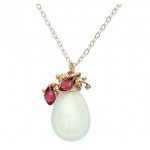 Garnet and Aquamarine Pendant Cluster Necklace