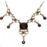 Burgundy Glass and Swarovski Crystal Flower Necklace