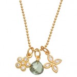 Green Spinel and Cubic Zirconia Flower Charm Necklace