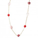 Coral, Rose Quartz, Mother of Pearl, and Fresh Water Pearl Necklace