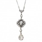 Clear Glass and Swarovski Crystal Flower Drop Necklace