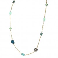 Mashka Chalcedony, Florite, Chrisoprase, and Apatite Delicate Chain Necklace - NTL01-mashka - Handmade Celebrity Fashion Jewelry :  necklace jewelry jewellery blueluxe