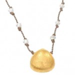 Pachinko Gold Vermeil Brushed Pendant Silk Necklace