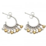 Pachinko Sterling Silver Hoop Earrings with Silver and Gold Vermeil Beads