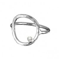 Adina Signature Circle Diamond Sterling Silver Ring - Handmade Celebrity Jewelry - R037SIGD-adina :  fashion diamond designer jewelry