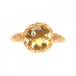 Faceted Blue Topaz and Diamond Inlaid Handmade Ring
