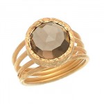 Faceted Smokey Quartz Four Band  Handmade Ring