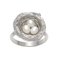 Pade Vavra Rhodium Plated Fresh Water Pearl Nest Ring - RPNR-pade - Handmade Celebrity Fashion Jewelry :  pearl designer rings jewelry