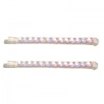 Small Iridescent Crystal and White Silk Bobbi Pins