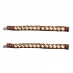 Small Light Colorado Crystal and Brown Silk Bobbi Pins