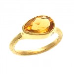 Champagne Citrine Teardrop Ring