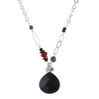 \#2 Mashka Black Onyx and Ruby Quartz Pendant - nlcn03-mashka - Handmade Celebrity Fashion Jewelry