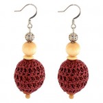 Crochet Over Wood Drop Earring