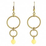 Double Brass Rings with Yellow Bead
