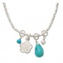 Amedame Arizona Turquoise, White Pearl, and Flower Charm Necklace