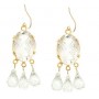 White Crystal Stone Earrings Accented with Semi-precious Stones