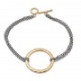 Gold Medium Circle Bracelet with Oxidized Silver Chain