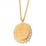 Cubic Zirconia Oval Flower Brocade Pendant Necklace