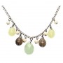 Bonsai Faceted Serpentine and Smoky Quartz Dangle Necklace