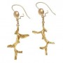 Gold Vermeil Coral Branch Earrings on 14kt Gold Earwire
