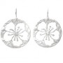 Hibiscus Flower Medium Disc Sterling Silver Earrings