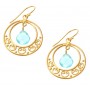 Blue Topaz Ornate Circle Earrings