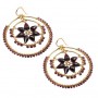 Garnet Flower Double Hoop Earrings