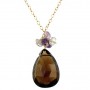 Smoky Topaz and Amethyst Cluster Necklace