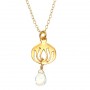 Flower Cut Out Necklace with Moonstone Drop