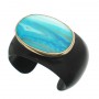 Lunar Turquoise Druzy Ebony Wood Cuff