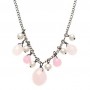 Ikebana Rose Quartz and Pink Jade Dangle Necklace