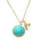 Amazonite Fancy Bezel and Leaf Charm Necklace