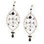Black Agate Wire Wrap Teardrop Earrings