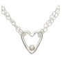 Tiny Silver Heart Diamond Necklace