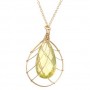 Lemon Topaz Wire Teardrop Pendant Necklace