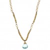 Blue Topaz Briolette Pendant and Brass Bead Necklace