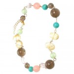 Citrine, Smokey Quartz, Amazonite, Pink Opal, and Prehnite Bead Necklace